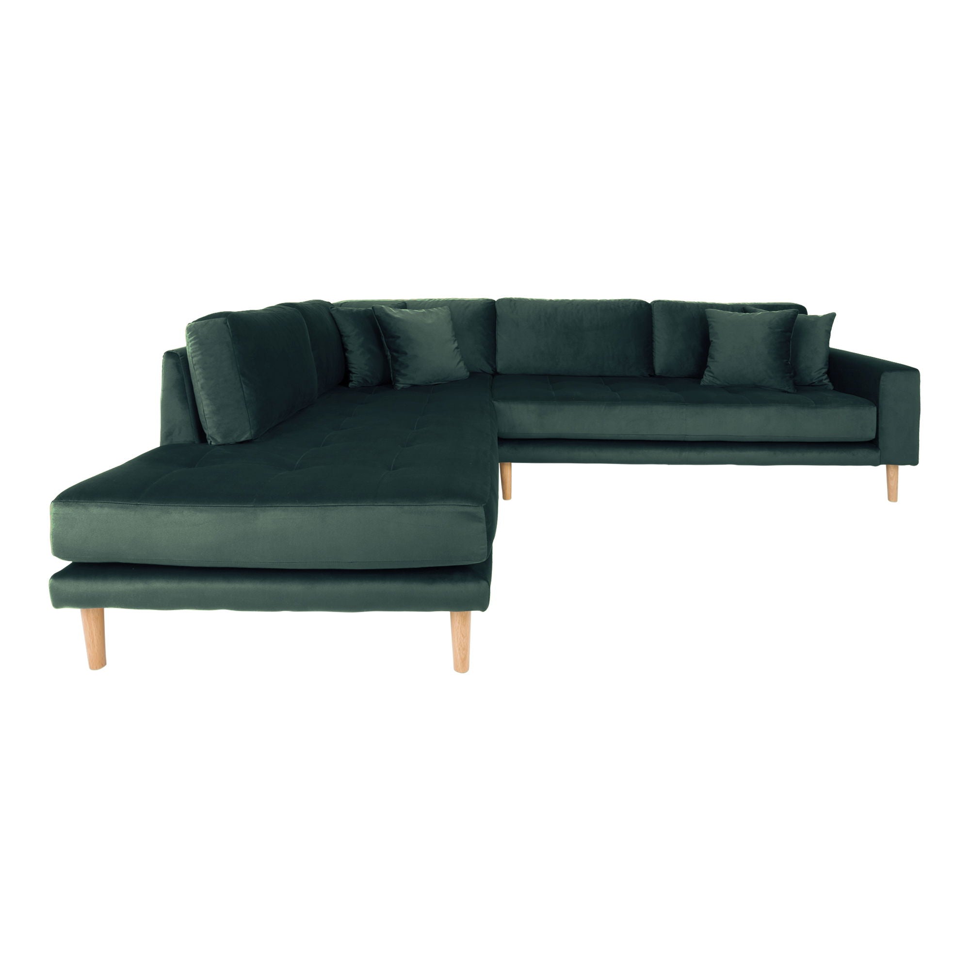 Lido – Ecksofa mit Offenem Ende, offene Seite links, Samtbezug, 92–220 × 257 × 76 cm
